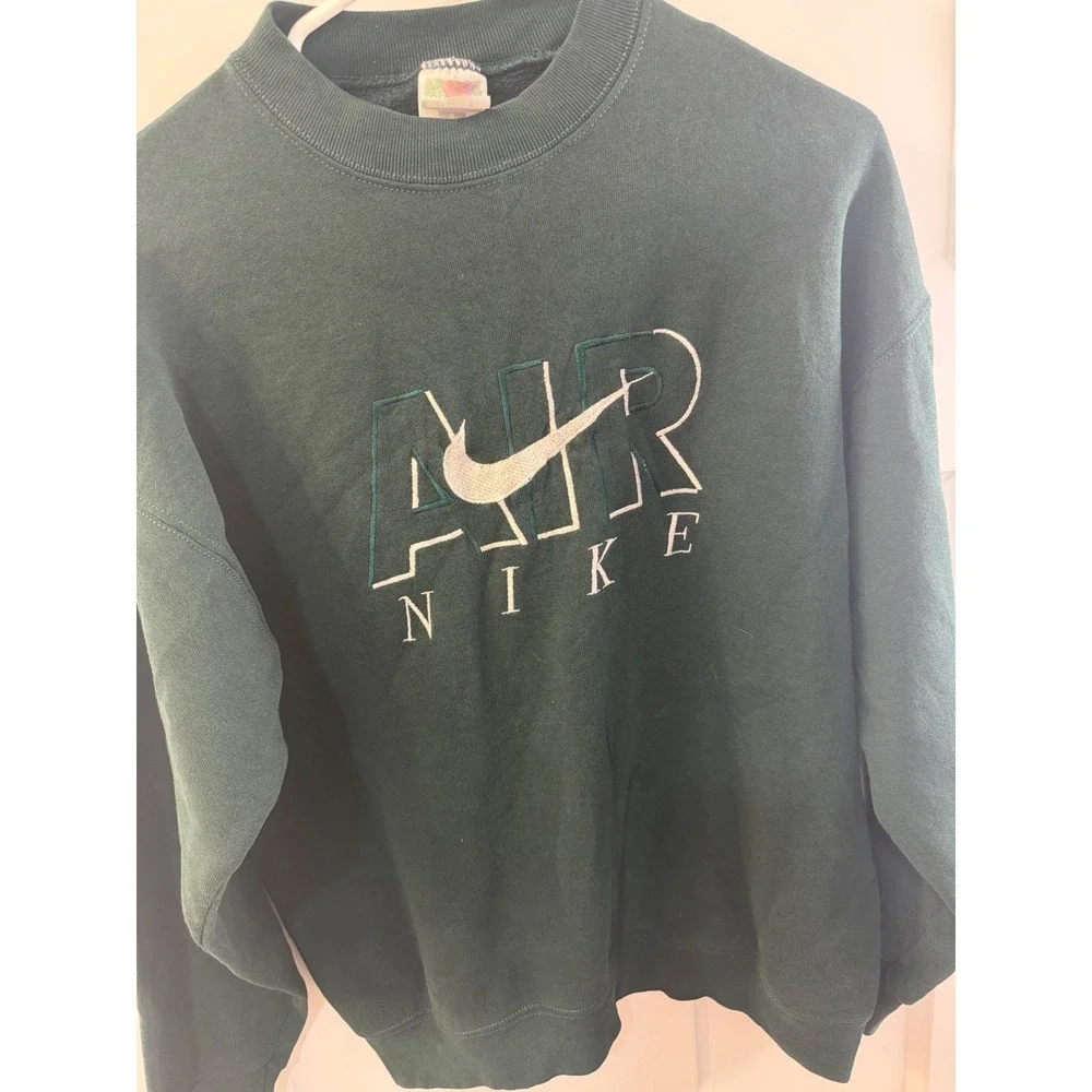 Vintage Nike Air Embroidered Sweatshirt Hunter Green Fruit of the Loom Large